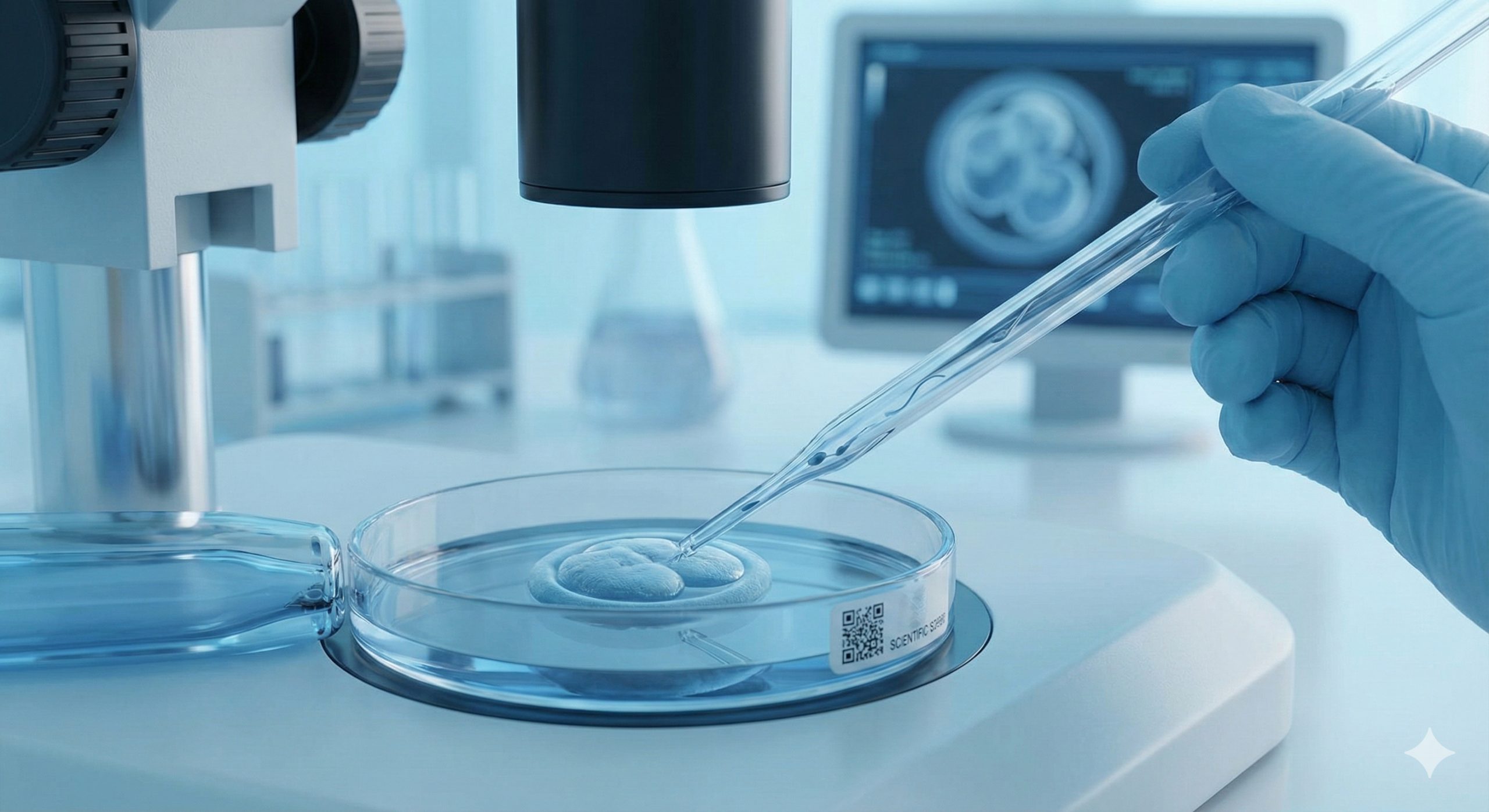 An emotional, high-resolution lifestyle photograph of the Intended Parents holding their newborn baby after birth. The parents are looking at the child with immense love and joy, highlighting the family bond. The lighting is natural and soft (golden hour), evoking feelings of success, happiness, and biological continuity. The background is a blurred, comfortable home or hospital suite setting.