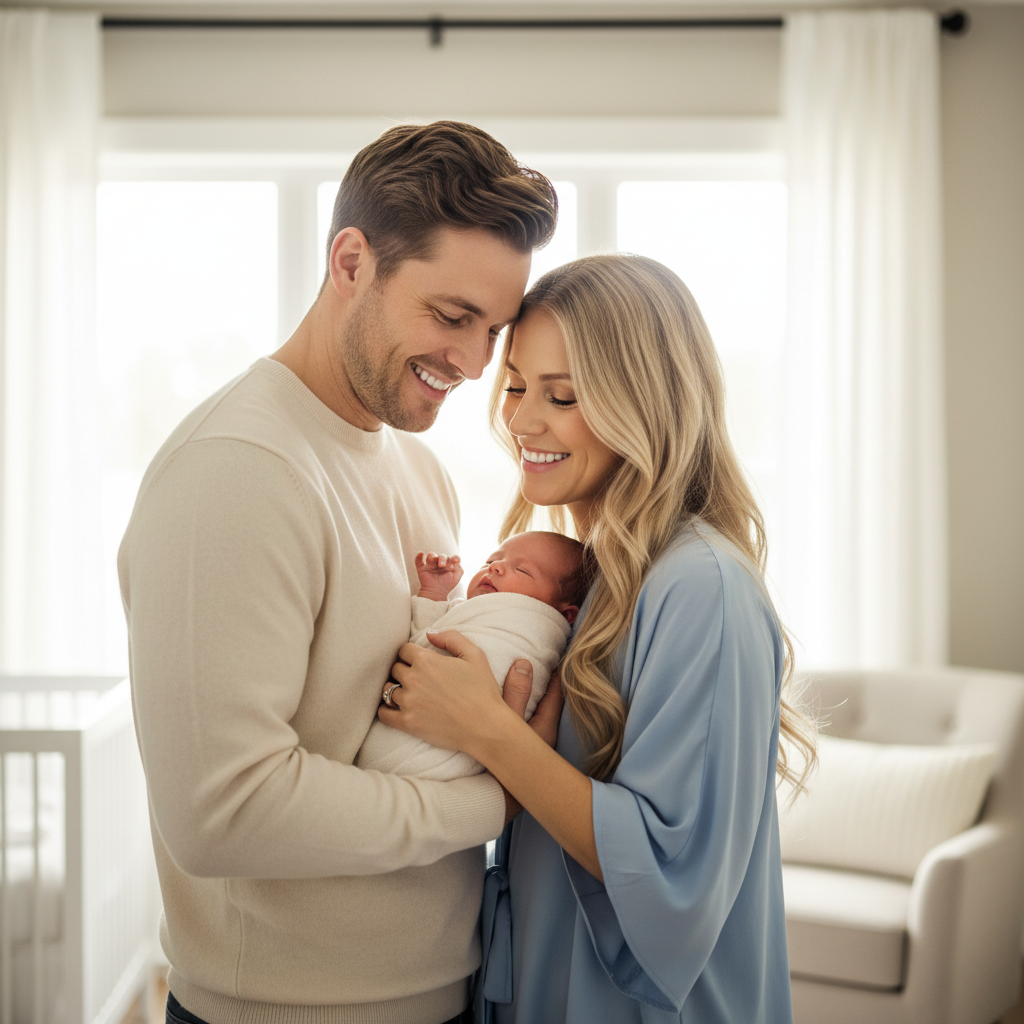 Keluarga bahagia dengan bayi hasil program surrogacy